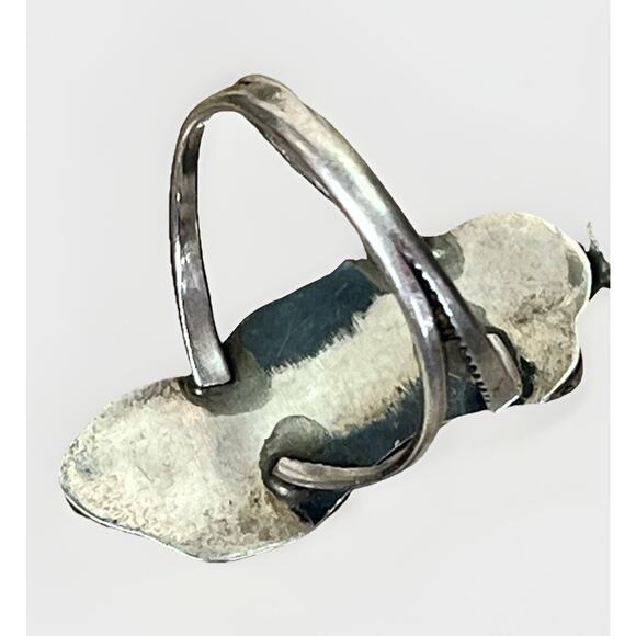 VTG Native American Slave Cuff Bracelet Ring Coral Turquoise on Sterling Silver - Picture 4 of 16